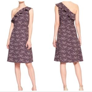BANANA REPUBLIC Bow Print One Shoulder Mini Dress.‎ Size 2